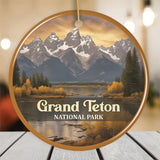 Grand Teton National Park Retro Style Ornament, Wyoming USA Tourist Attraction and Gift