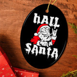 Hail Santa Heavy Metal Christmas Ornament, Emo Goth Rockstar.