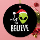 I Want to Believe Alien Santa Christmas Ornament