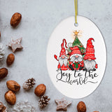 Joy to the World Christmas Ornament with Gnomes