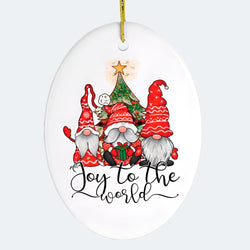 Joy to the World Christmas Ornament with Gnomes