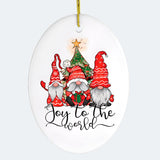 Joy to the World Christmas Ornament with Gnomes