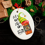 Funny Alcohol Lets get Effed up It’s the Holidays Whisky Elf Theme Christmas Ornament