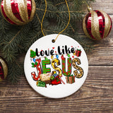 Love like Jesus Playful Christmas Plaid Religious Ornament