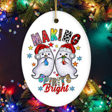 Making Spirits Bright Cute Ghost Duet Christmas Ornament, Ceramic Tree Decoration