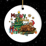 Meowy Catmas Orange Cat Christmas Ornament