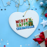 Merry Happy Chrismukkah Festive Ornament, Christmas and Hanukkah Chanukah Theme