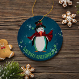 Merry and Bright Penguin Christmas Ornament