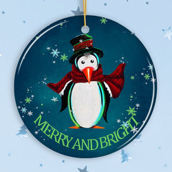 Merry and Bright Penguin Christmas Ornament