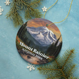 Mount Rainier National Park Retro Style Ornament, Washington USA Tourist Attraction and Gift