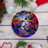 Natural Beauty and Elegance Hummingbird Ceramic Ornament, Stained Glass Theme Artistic Nature