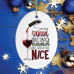 Naughty Wine Drinker Funny Christmas Ornament