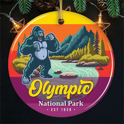 Olympic National Park Retro Style Ornament, Washington USA Tourist Attraction and Gift