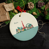 Paris Christmas Ornament, Landmarks in France Illustration