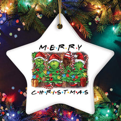 Quirky and Cute Festive Holiday Merry Christmas Ornament, Ceramic Tree Decoration