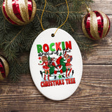 Rockstar Dancing Santa and the Ladies Cool and Funny Ornament, Rockin Around the Christmas Tree