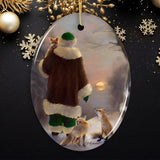 Santa's Foxes Woodland Sunset Art Christmas Ornament