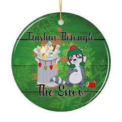 Trashin Through the Snow Raccoon Christmas Ornament