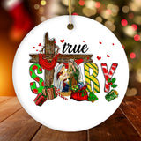 True Story Joseph and Mary Holiday Festive Christmas Ornament, Christian Nativity Gift