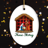 True Story Nativity Plaid Birth of Christ Ornament