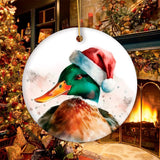 Watercolor Mallard Duck Christmas Ornament