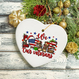 We Love Our Veterans Christmas Style Patriotic Military Ornament