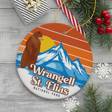 Wrangell St. Elias National Park Retro Style Ornament, Alaska USA Tourist Attraction and Gift