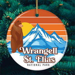 Wrangell St. Elias National Park Retro Style Ornament, Alaska USA Tourist Attraction and Gift