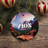 Zion National Park Retro Ornament, Utah Tourist Attraction Souvenir and Gift