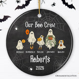 Halloween Ghost Family With Pets Personalized Ornament, Custom Ghost Crew Portrait Gift