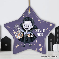 Spooky Vampire Boy Trick or Treat Custom Halloween Ornament