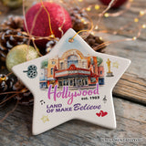 Hollywood the Land of Make Believe Artwork Ceramic Ornament, A Thespian’s Dream of Being Famous, California Gift