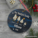 Halloween Ghost Family With Pets Personalized Ornament, Custom Ghost Crew Portrait Gift