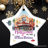 Hollywood the Land of Make Believe Artwork Ceramic Ornament, A Thespian’s Dream of Being Famous, California Gift