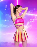 ElectroWave Vinyl Pleated Skirt