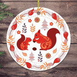 Folk Squirrel Ornament, Ethnic Nature in Fall Christmas Decoration