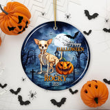 Unique Halloween Skeleton Dog Personalized Ornament, Spooky Season Breed Pet Home Decor