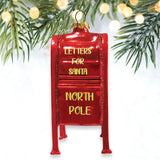 Letters for Santa Mailbox Glass Christmas Ornament