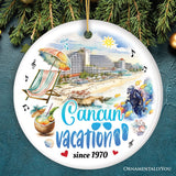 Artistic Cancun Tropical Vacation Art Ornament, Mexico Traveler Souvenir Gift