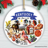 Artistic Kentucky State Themes and Landmarks Christmas Ornament