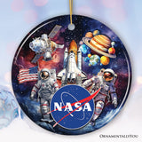 Artistic NASA Handcrafted Christmas Ornament, Astronaut in Outer Space with the Planets