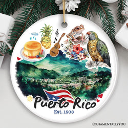 Artistic Puerto Rico Tropical Scenery Ornament, Caribbean Paradise Souvenir Gift