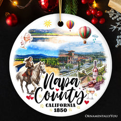 Artistic Scenery Napa County Ceramic Ornament, California Vineyards and Tourist Christmas Souvenir