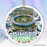 Artistic Silicon Valley Ceramic Ornament, Gift for Technology Enthusiast