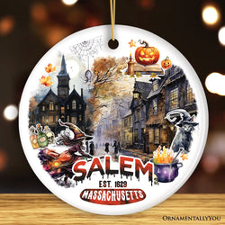 Artistic Spooky and Classic Salem Massachusetts Ornament, Witches and Halloween Souvenir Gift