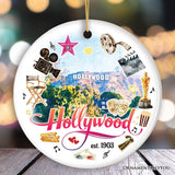 Artistic and Glamorous Hollywood Ceramic Ornament, Los Angeles Music and Entertainment Culture Gift