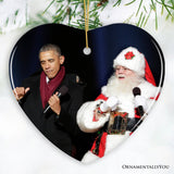 Barack Obama and Santa Claus Vibing Christmas Ornament