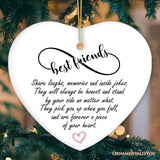 Best Friends are Forever a Piece of Your Heart Quote Christmas Ornament, Sentimental Friendship Gift