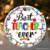 Best Teacher Ever Christmas Ornament, Holiday Sparkle Gift for Educators