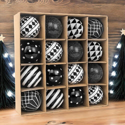 Black and White Monochrome Christmas Bauble Ornament Set, Emo or Gothic Tree Ideas